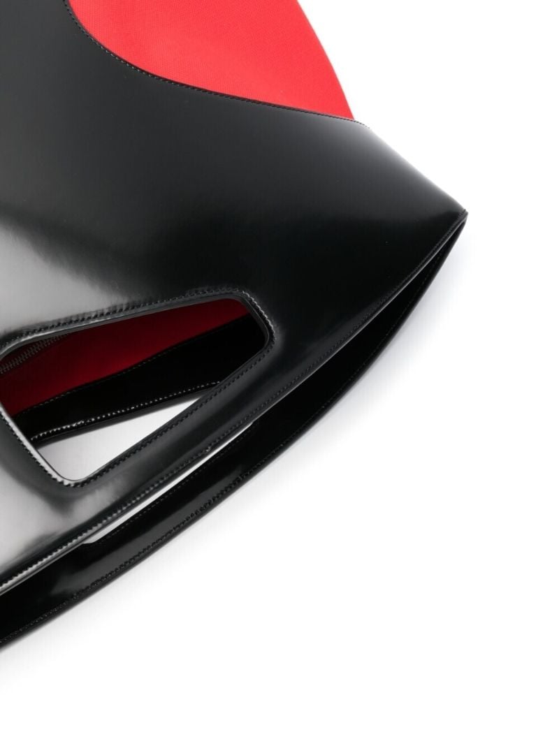 Black Cut-out Leather Top Handle Bag