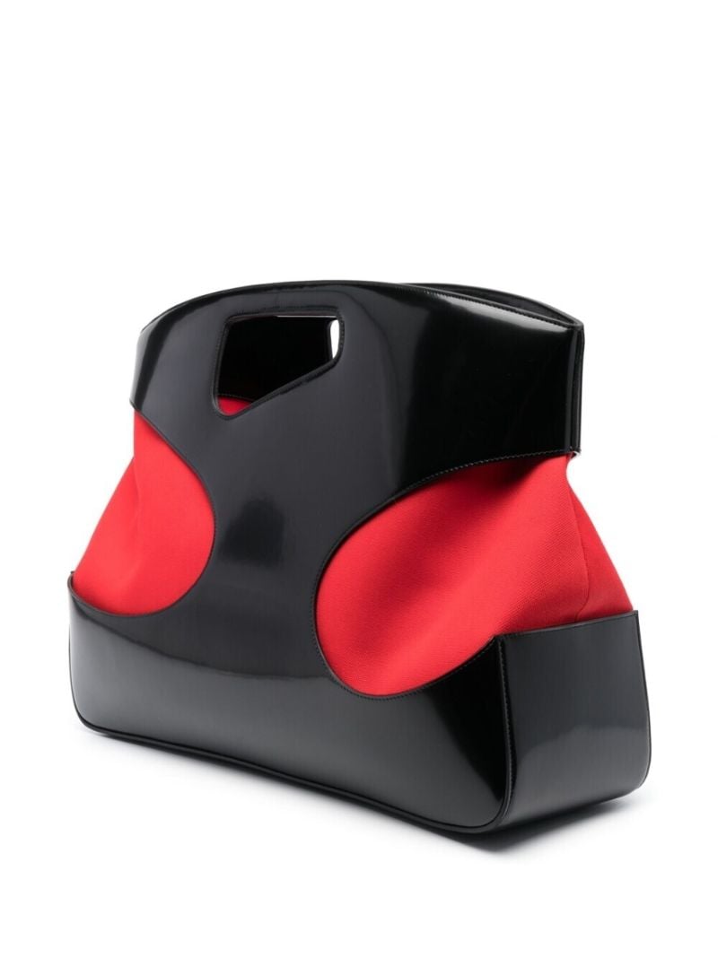 Black Cut-out Leather Top Handle Bag
