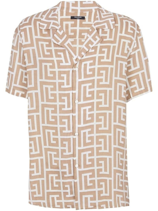 Neutral Monogram Print Shirt