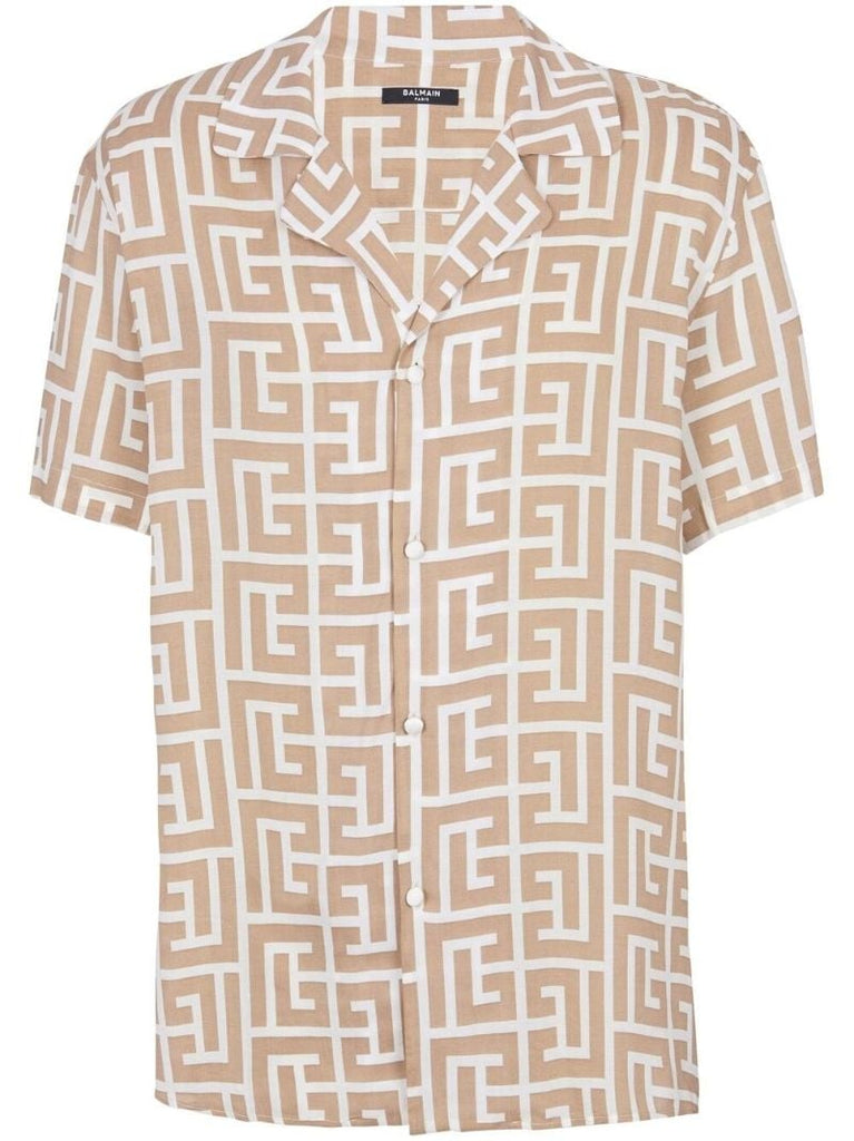 Neutral Monogram Print Shirt