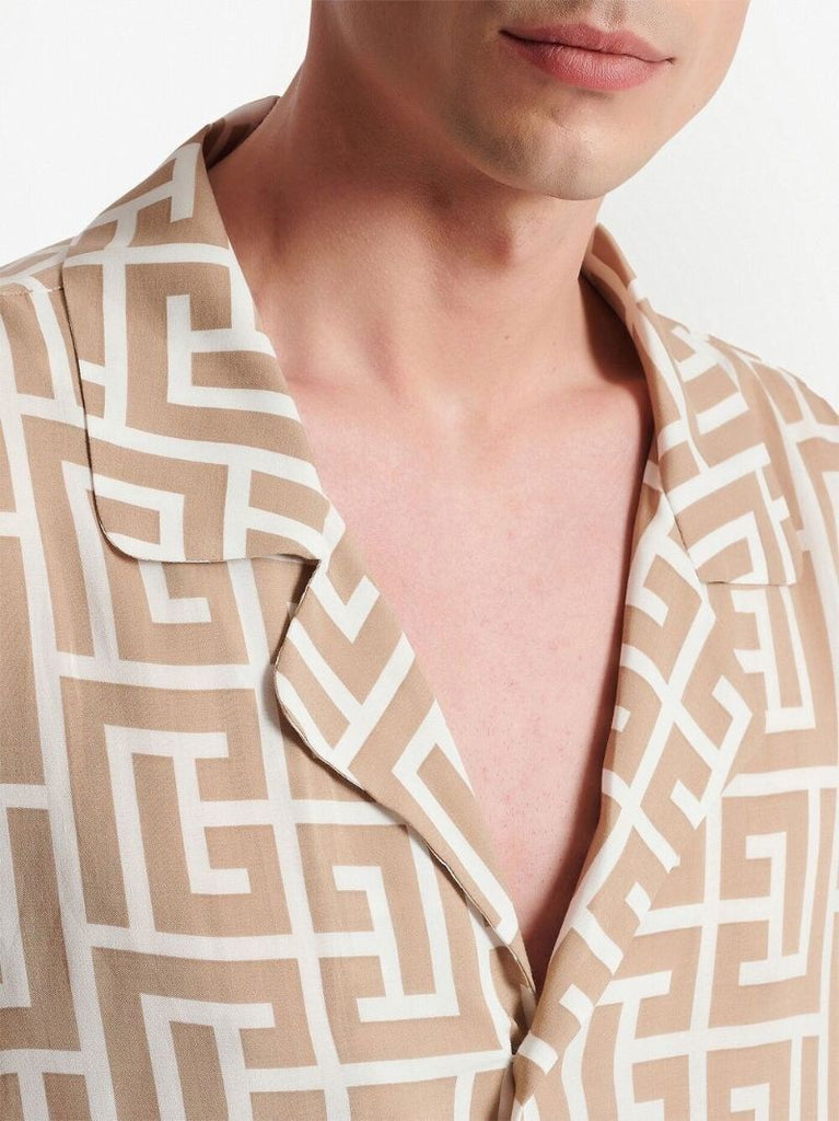 Neutral Monogram Print Shirt