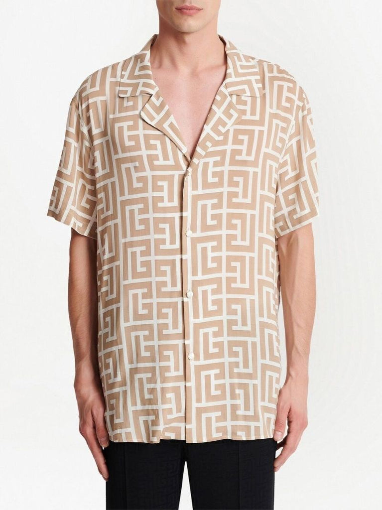 Neutral Monogram Print Shirt