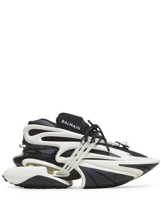 Black Unicorn Panelled Leather Sneakers