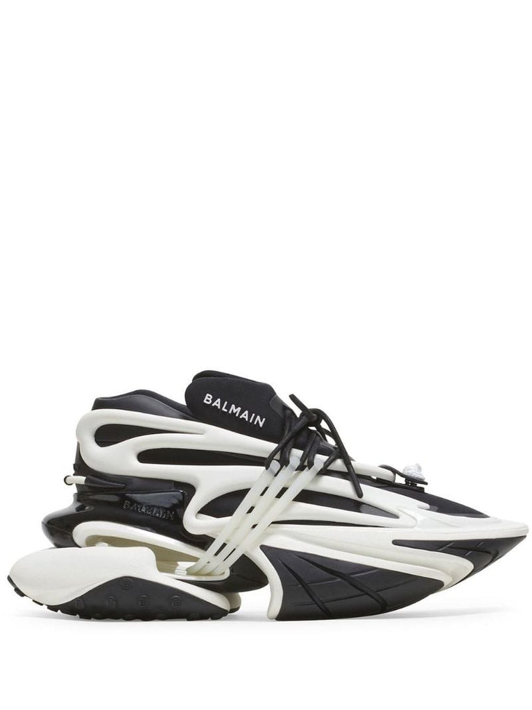 Black Unicorn Panelled Leather Sneakers