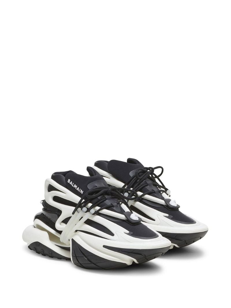 Black Unicorn Panelled Leather Sneakers
