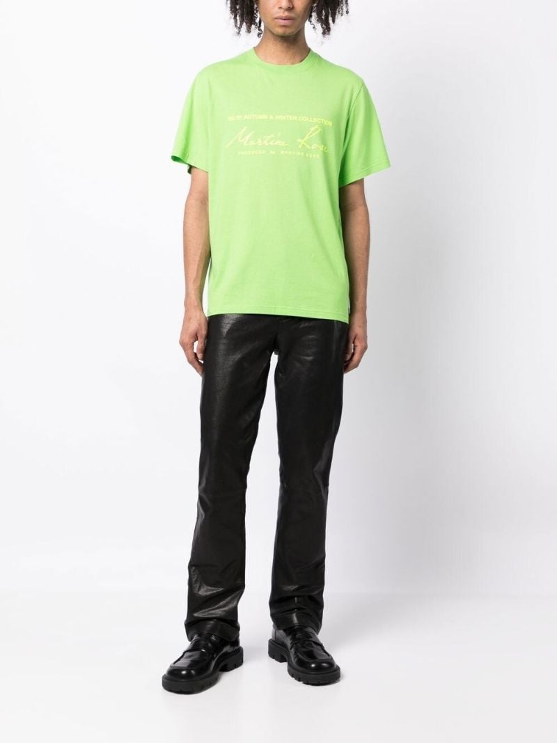 Green Logo Print Cotton T-shirt