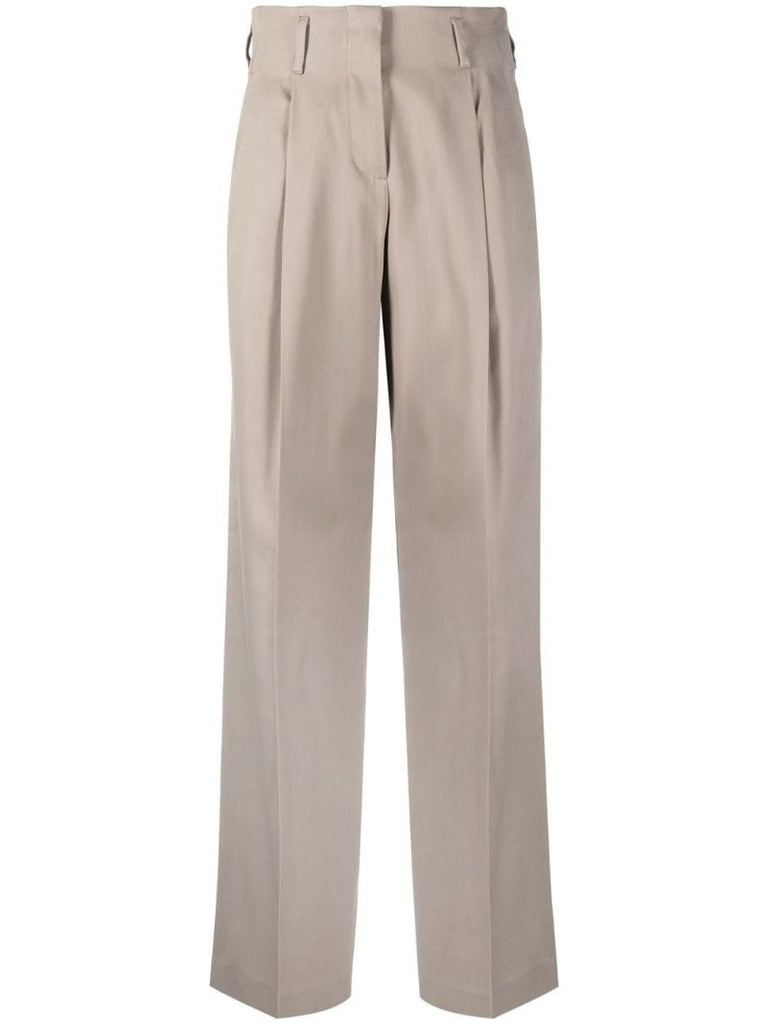 Brown Tailored Wide-leg Trousers