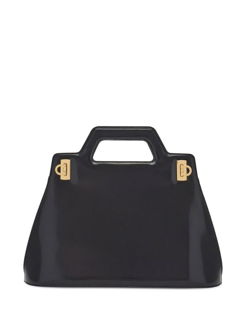 Black Wanda Leather Tote Bag