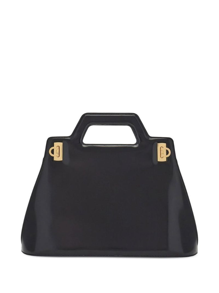Black Wanda Leather Tote Bag