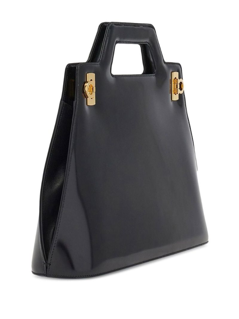 Black Wanda Leather Tote Bag