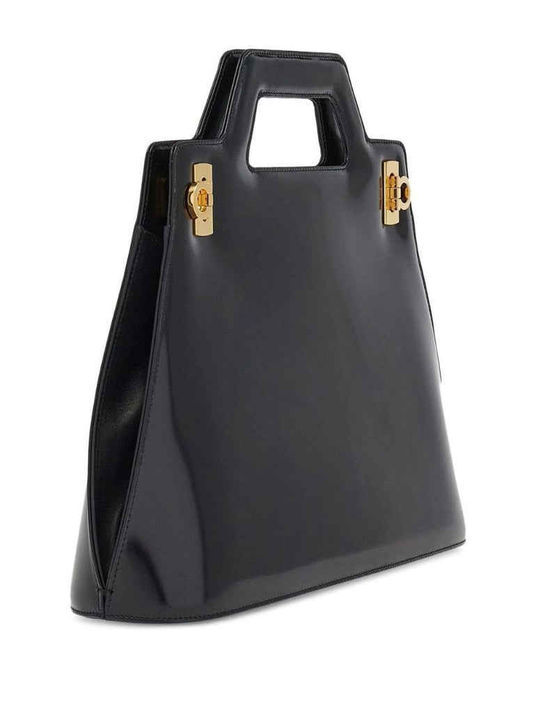 Black Wanda Leather Tote Bag