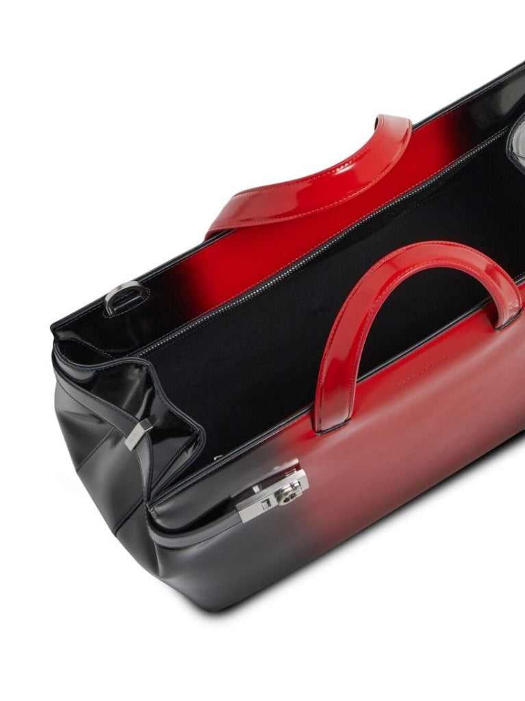 Red Airbrushed Leather Tote Bag