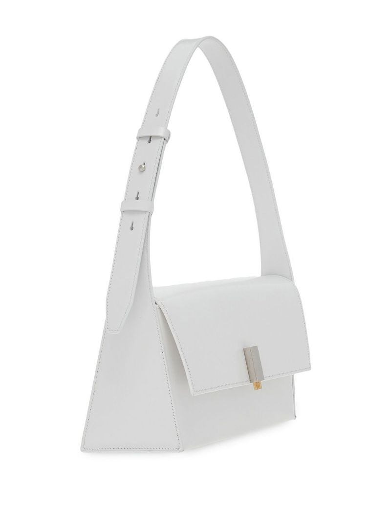 White Prisma Leather Shoulder Bag