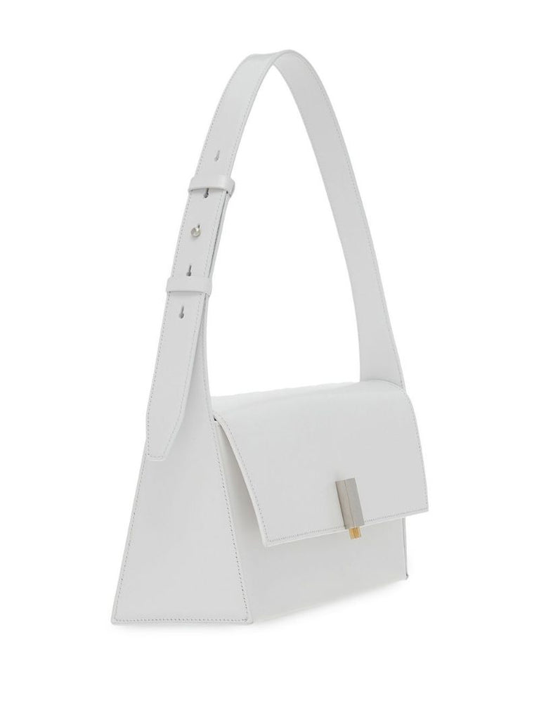 White Prisma Leather Shoulder Bag