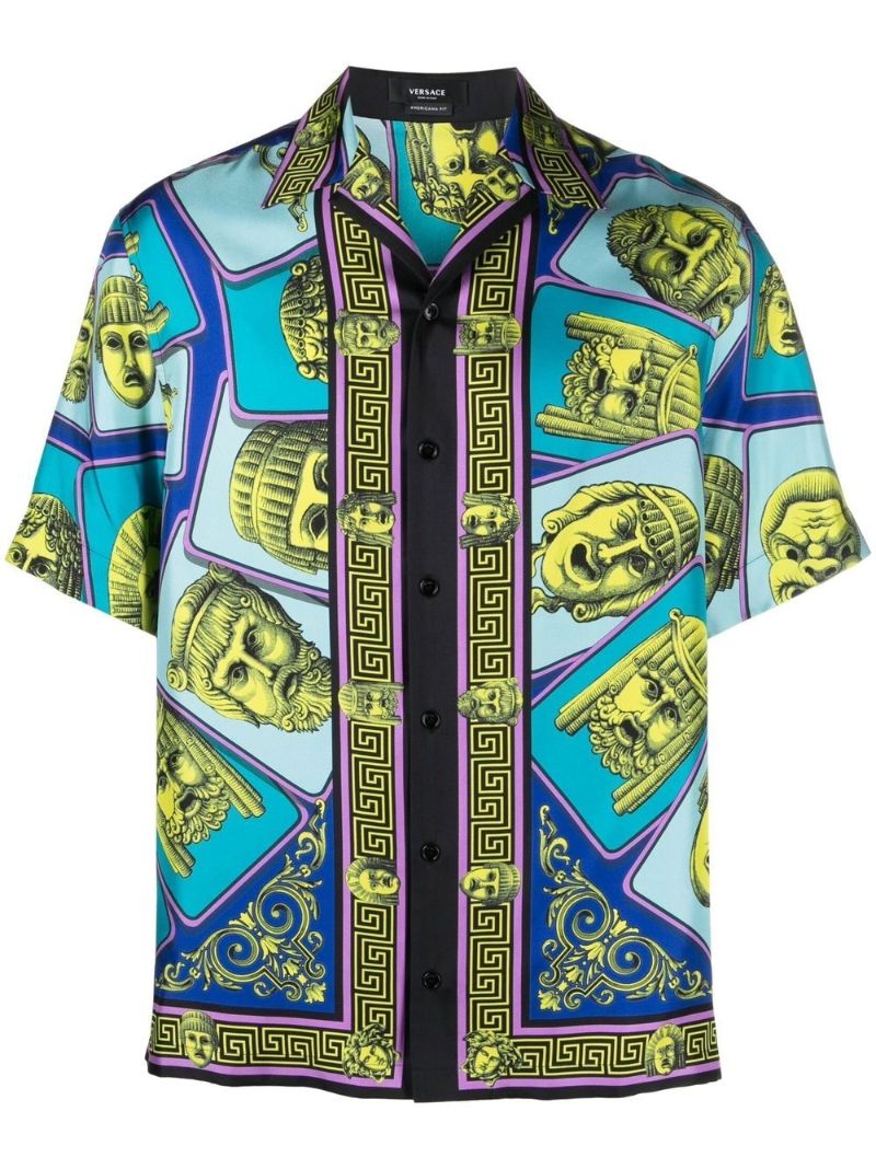 Blue Le Machere Print Silk Shirt
