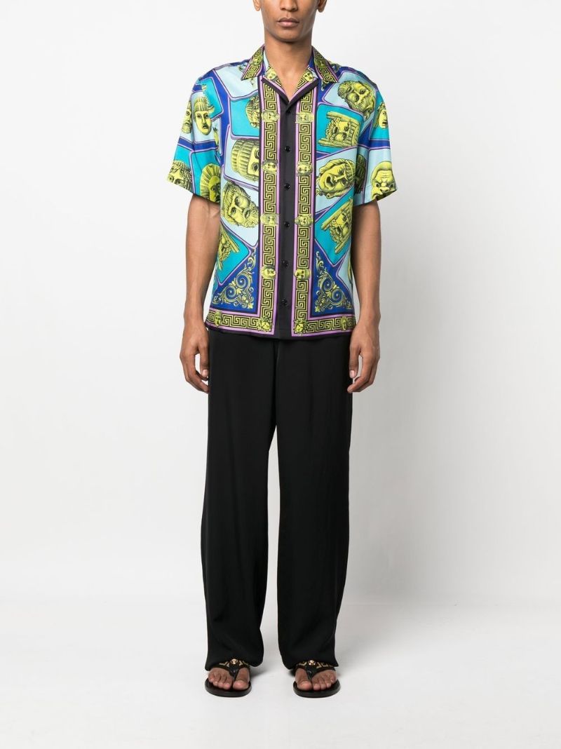 Blue Le Machere Print Silk Shirt