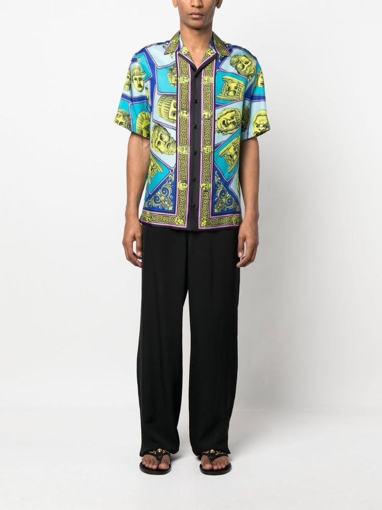 Blue Le Machere Print Silk Shirt