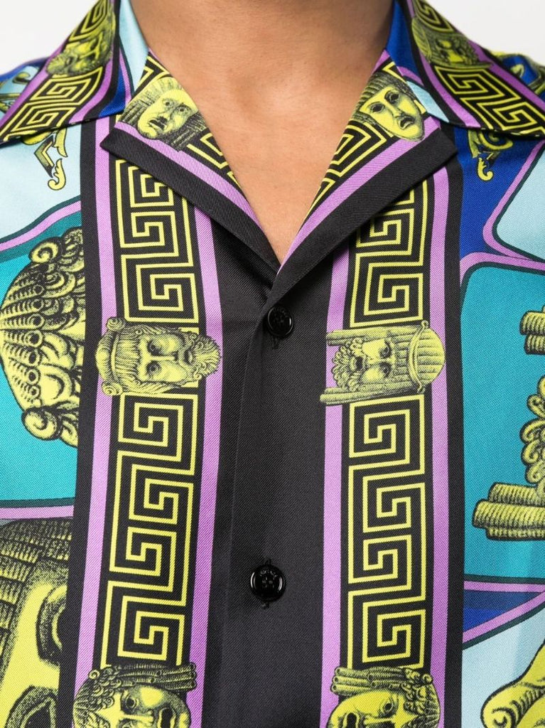Blue Le Machere Print Silk Shirt