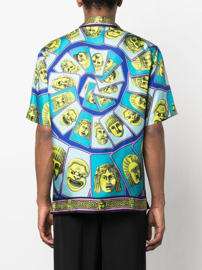 Blue Le Machere Print Silk Shirt