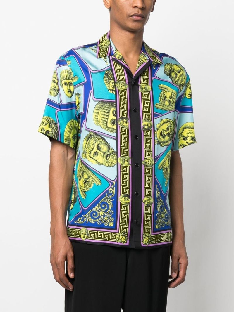 Blue Le Machere Print Silk Shirt