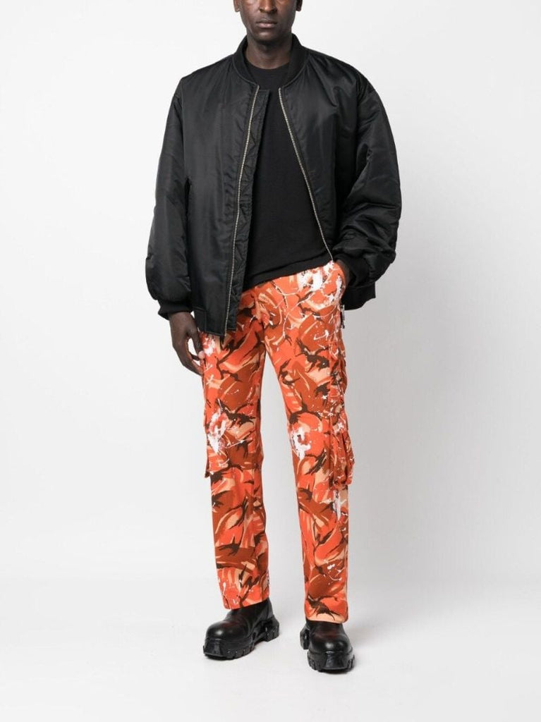 Orange Camouflage Print Cargo Trousers