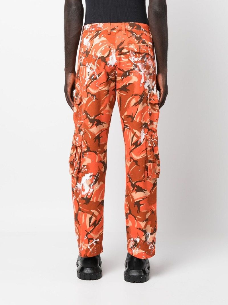 Orange Camouflage Print Cargo Trousers