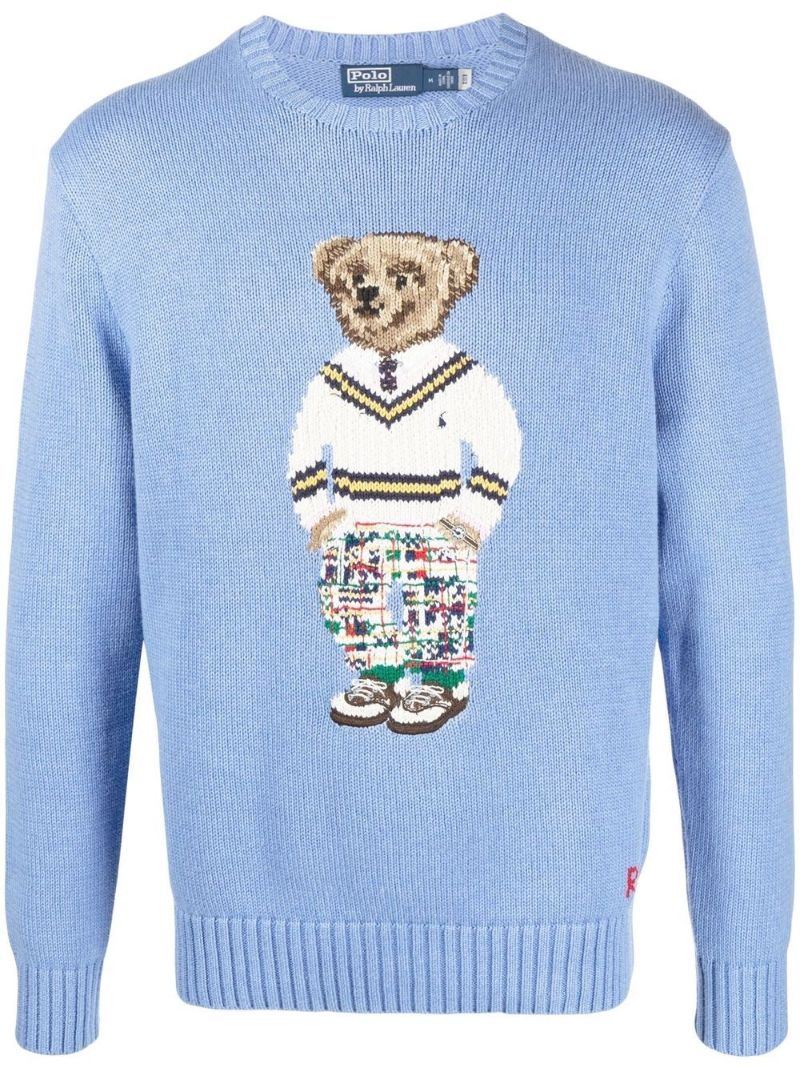 Blue Polo Bear Cotton Sweater