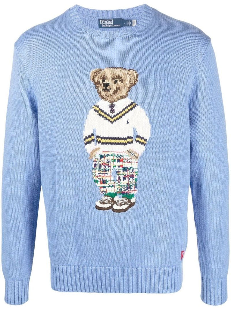 Blue Polo Bear Cotton Sweater