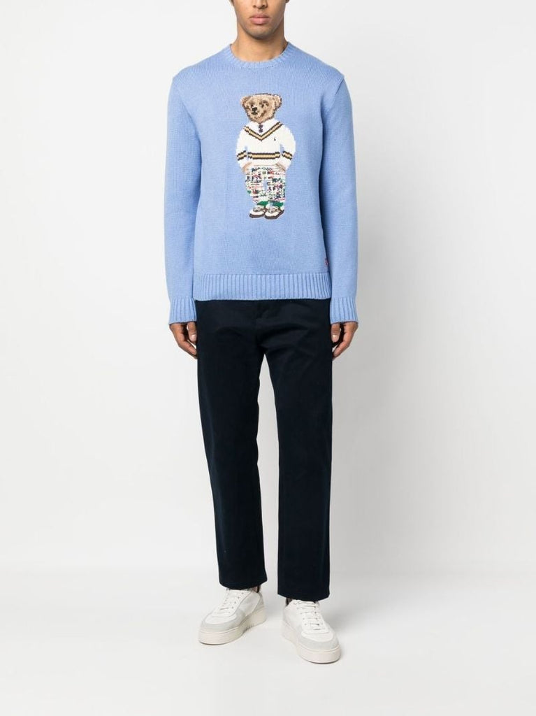 Blue Polo Bear Cotton Sweater