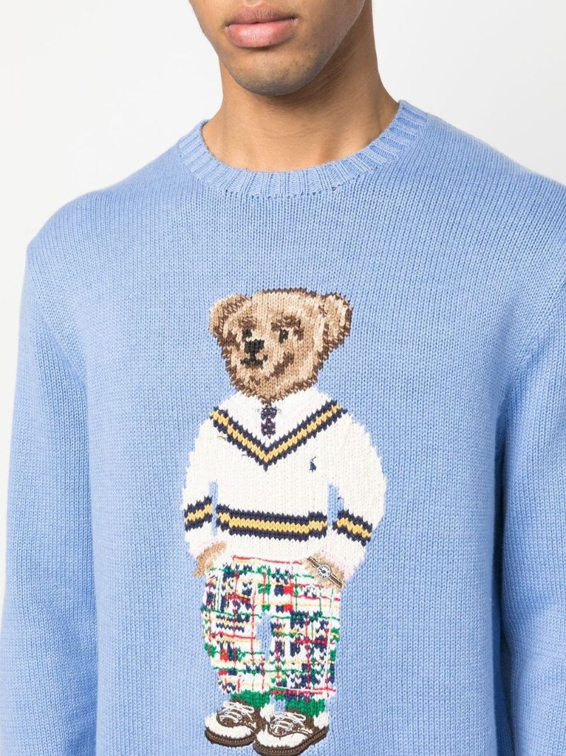 Blue Polo Bear Cotton Sweater