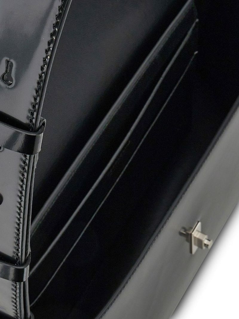 Black Geometric Leather Shoulder Bag