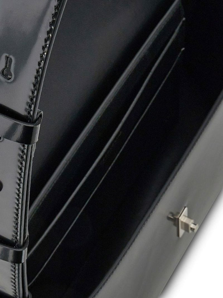 Black Geometric Leather Shoulder Bag