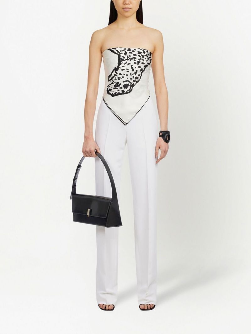 Black Geometric Leather Shoulder Bag
