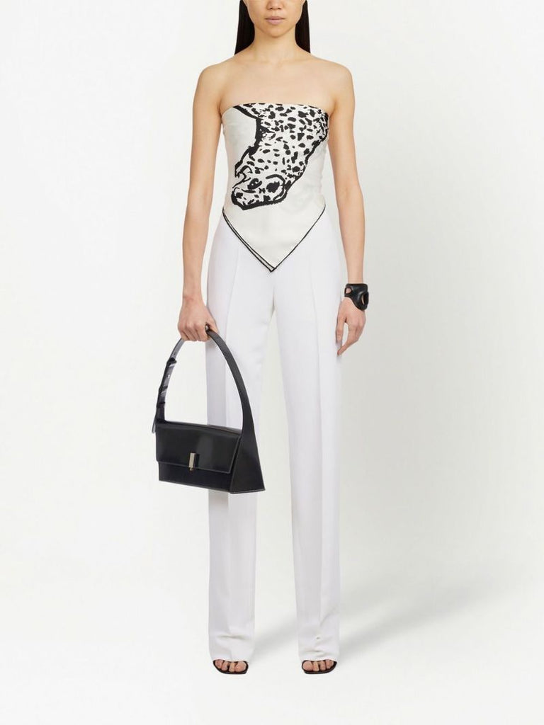 Black Geometric Leather Shoulder Bag
