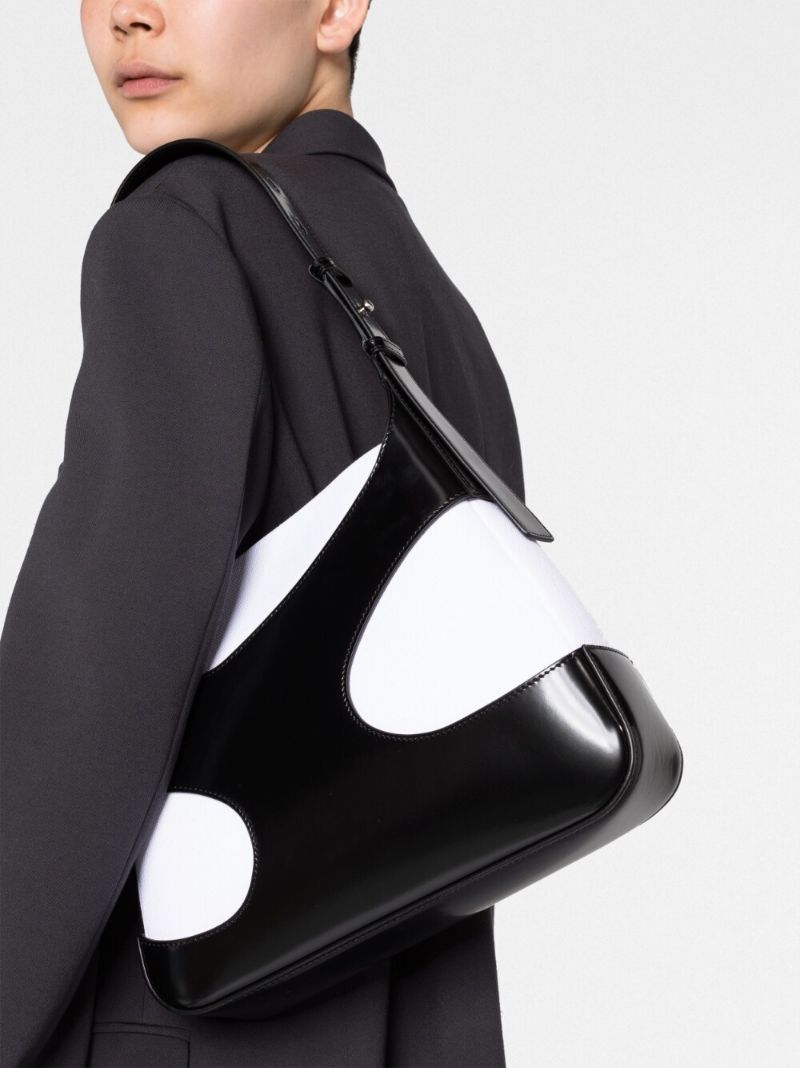 Black Cut Out Leather Crossbody Bag