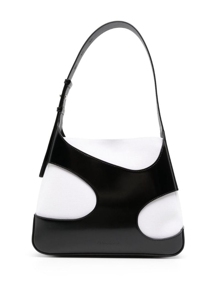 Black Cut Out Leather Crossbody Bag