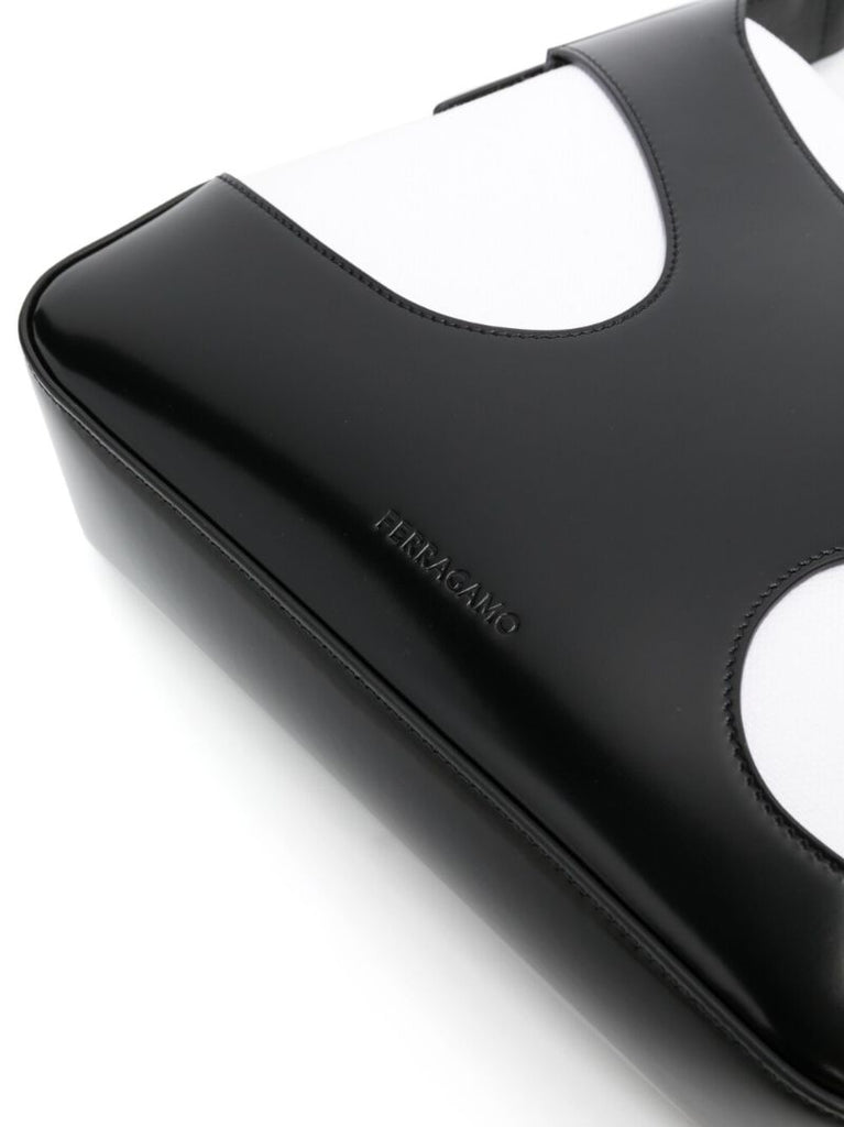 Black Cut Out Leather Crossbody Bag