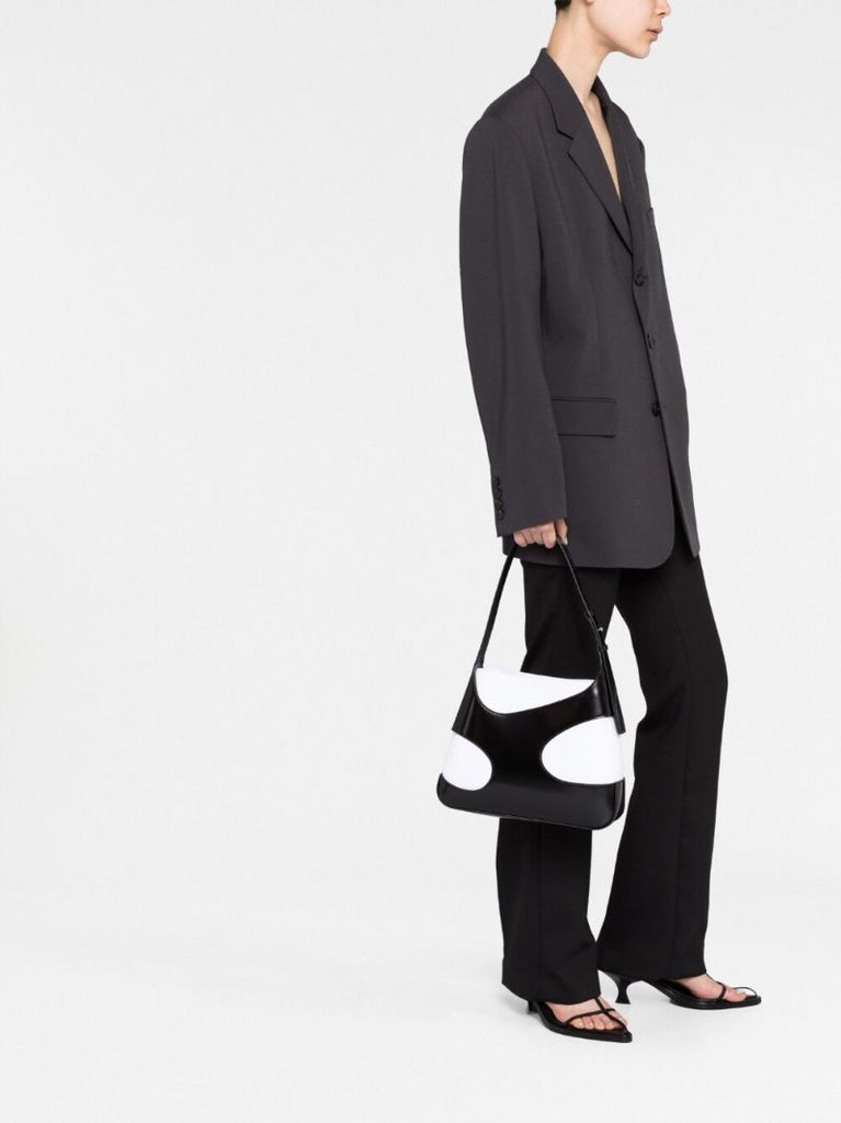 Black Cut Out Leather Crossbody Bag