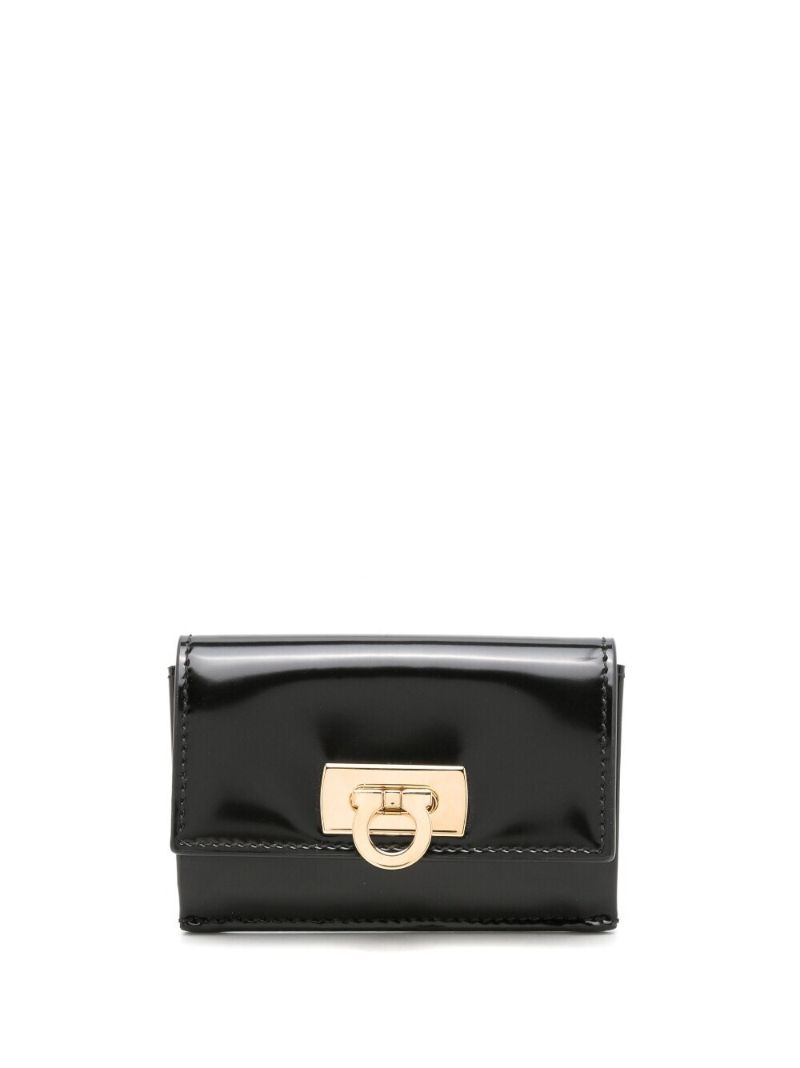 Black Gancini Lock Leather Wallet