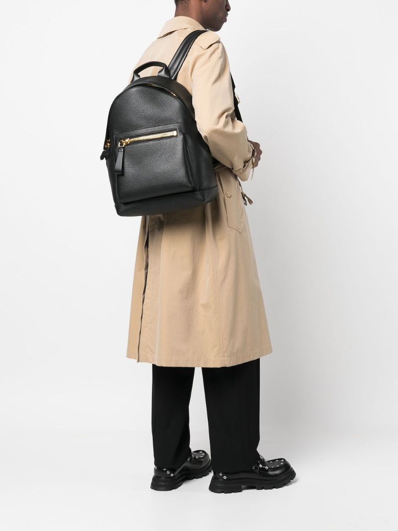 Black Buckley Grained-leather Backpack
