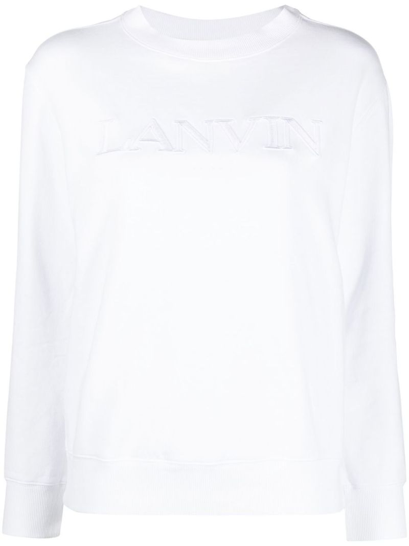 White Logo Patch Crew Neck Sweatshirt