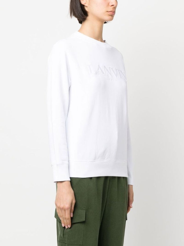 White Logo Patch Crew Neck Sweatshirt