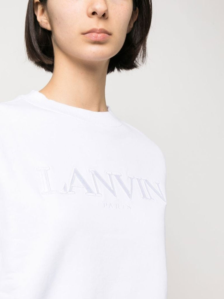 White Logo Patch Crew Neck Sweatshirt