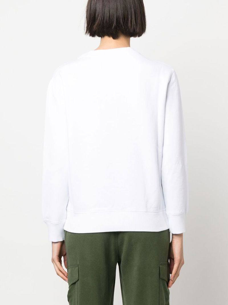 White Logo Patch Crew Neck Sweatshirt
