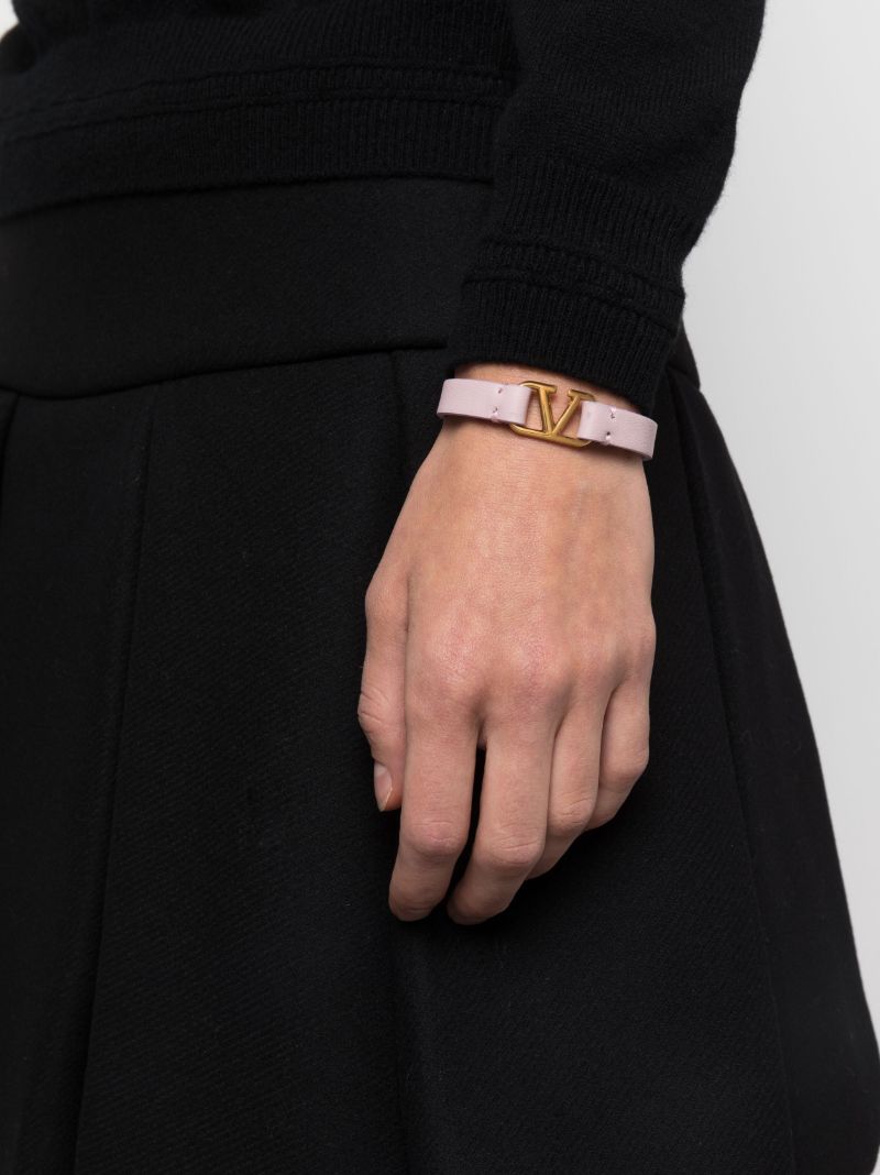 Gold-tone Vlogo Signature Leather Bracelet