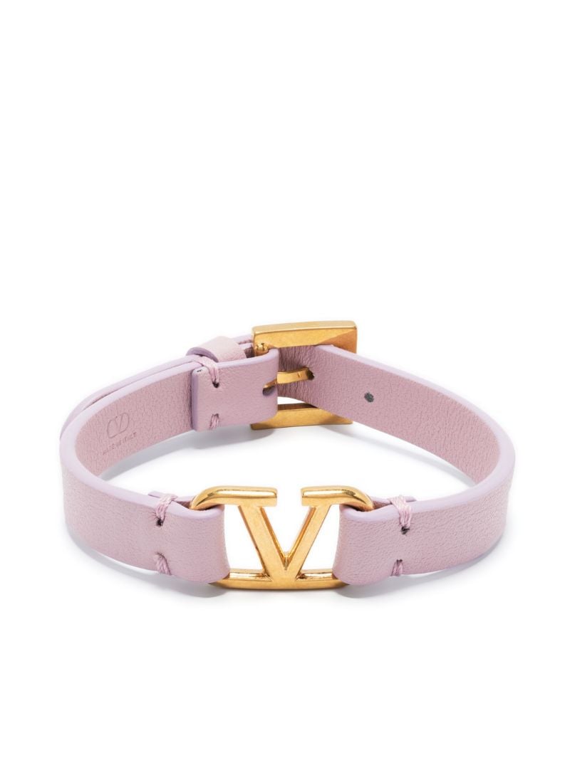 Gold-tone Vlogo Signature Leather Bracelet