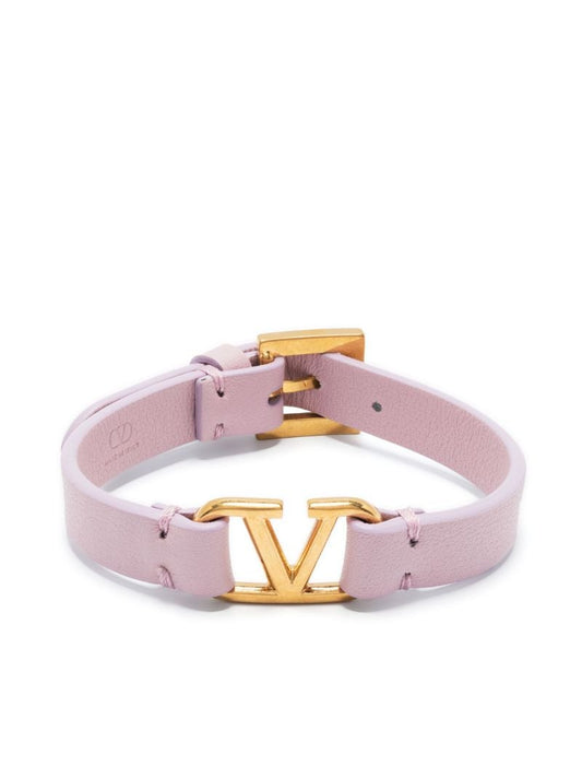 Gold-tone Vlogo Signature Leather Bracelet