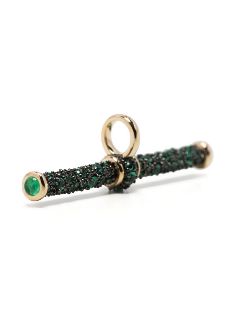 14k Yellow Gold Emerald PavÃ_x0083_Â© T-bar Pendant