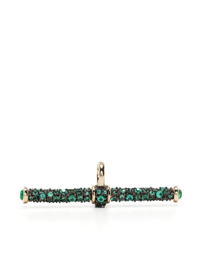 14k Yellow Gold Emerald PavÃ_x0083_Â© T-bar Pendant