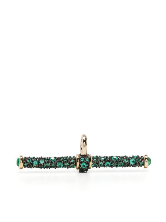14k Yellow Gold Emerald PavÃ_x0083_Â© T-bar Pendant
